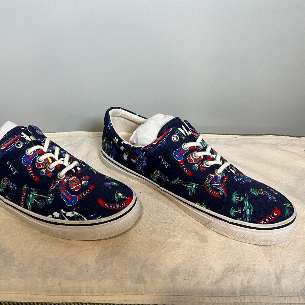 Polo Ralph Lauren Navy Tropical Print Sneakers Men's 9.5